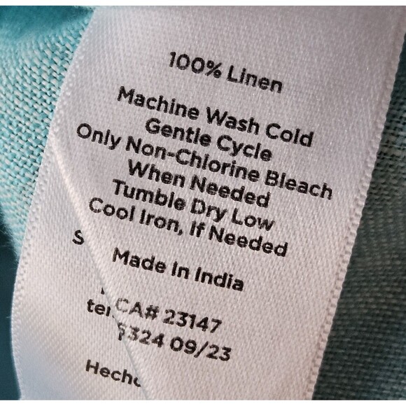 Talbots 100% Linen Button Up Top Blouse Robin Egg Blue Size Med Coastal Easter - Picture 8 of 8